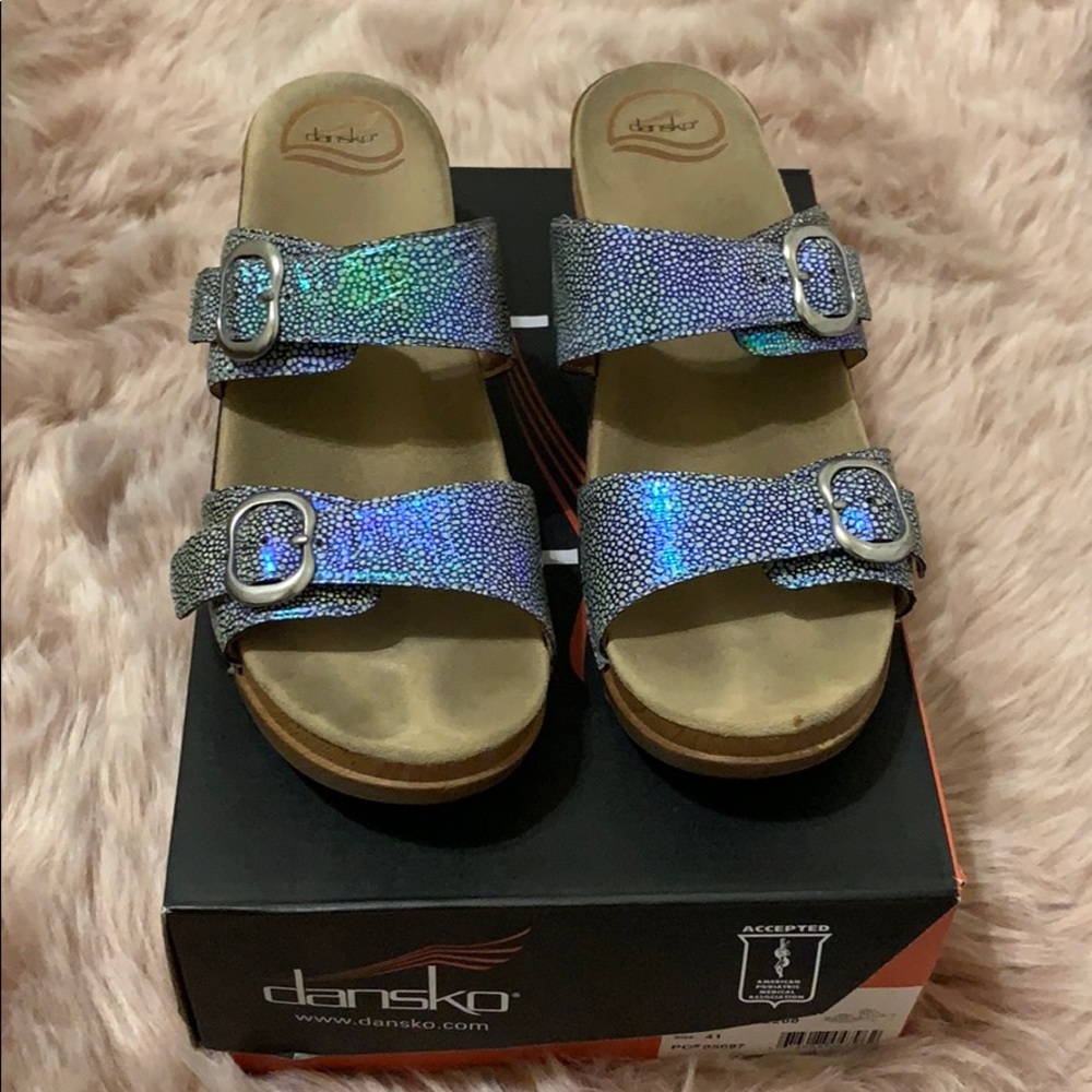 Dansko Sophie Shagreen Iridescent Blue Sandals